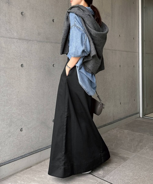 andme(アンドミー)の「チノツイルロングフレアスカート(スカート・レディース・ベージュ/ブラック・M/L)」の19枚目の写真