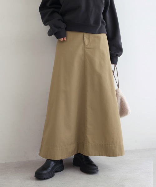 andme(アンドミー)の「チノツイルロングフレアスカート(スカート・レディース・ベージュ/ブラック・M/L)」の21枚目の写真