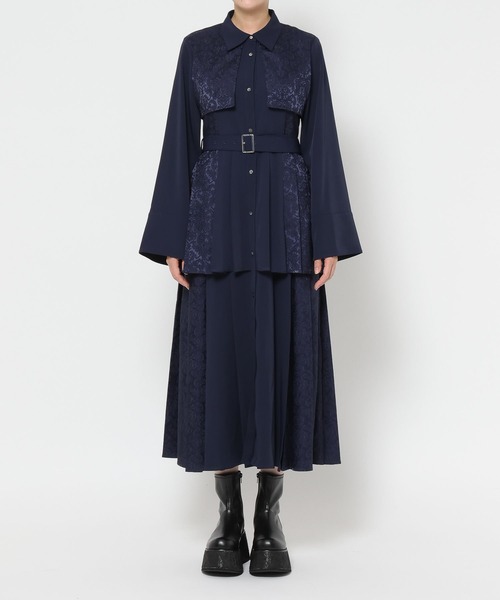 HARE（ハレ）の「【選べるミニ丈＆ロング丈】ジャガードソデアキプリーツワンピース(HARE)（ワンピース・レディース・ネイビー/ブラック/バーガンディー・SMALL/FREE）」の17枚目の写真