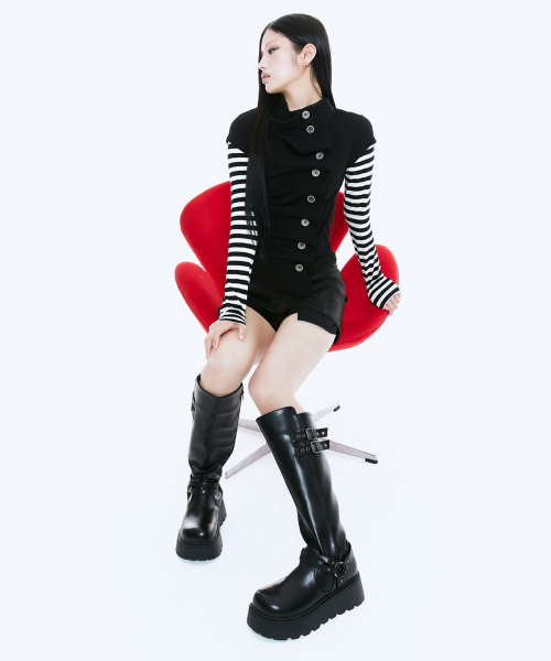 CHAAKAN(チャカン靴)の「レクター ハーネス プラットフォームシューズ ロングブーツ BLLTR4i160(ブーツ・レディース・ブラック・22.5cm/23cm/23.5cm/24cm/24.5cm/25cm)」の3枚目の写真