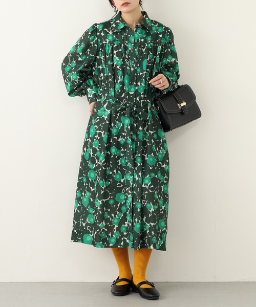 Orla Kiely(-)の「アブストラクトプリント シャツワンピース 長袖(シャツワンピース・レディース・ダークグリーン/ブラック・FREE)」の1枚目の写真