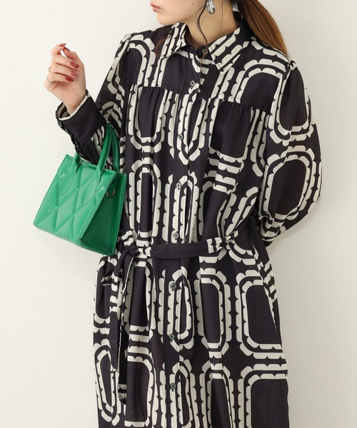 Orla Kiely(-)の「アブストラクトプリント シャツワンピース 長袖(シャツワンピース・レディース・ダークグリーン/ブラック・FREE)」の8枚目の写真