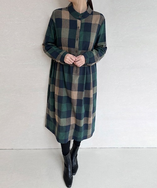 ReRe(リリ)の「チェック柄ロング丈シャツワンピース(シャツワンピース・レディース・ブラック/レッド/グリーン・MEDIUM/LARGE/X-LARGE)」の17枚目の写真