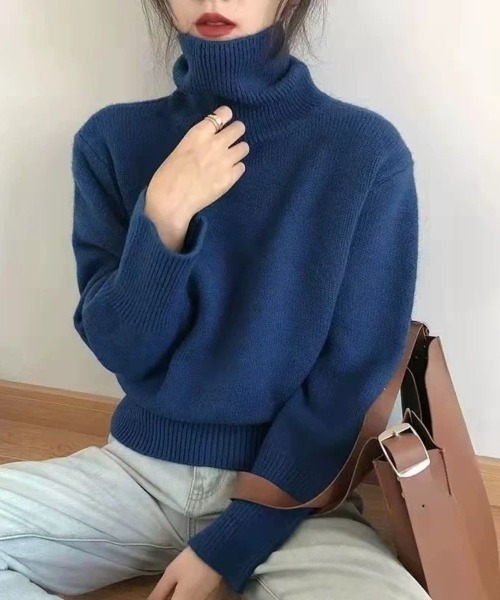 Beststore(ベストストア)の「【全10色】もっちりあったか ハイネック リブニット トップス 長袖 レディース 秋冬(ニット/セーター・レディース・ワインレッド/グレー/ブラウン/パープル/ブラック/ダークグリーン/ベージュ系/ダークブルー/オフホワイト/オレンジ・FREE)」の7枚目の写真
