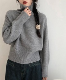 【全10色】もっちりあったか ハイネック リブニット トップス 長袖 レディース 秋冬