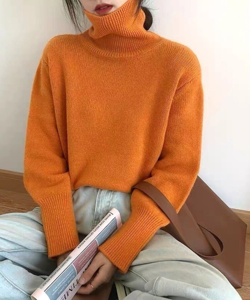 Beststore(ベストストア)の「【全10色】もっちりあったか ハイネック リブニット トップス 長袖 レディース 秋冬(ニット/セーター・レディース・ワインレッド/グレー/ブラウン/パープル/ブラック/ダークグリーン/ベージュ系/ダークブルー/オフホワイト/オレンジ・FREE)」の10枚目の写真