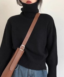 【全10色】もっちりあったか ハイネック リブニット トップス 長袖 レディース 秋冬