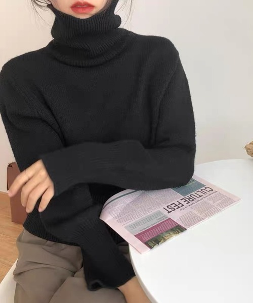 Beststore(ベストストア)の「【全10色】もっちりあったか ハイネック リブニット トップス 長袖 レディース 秋冬(ニット/セーター・レディース・ワインレッド/グレー/ブラウン/パープル/ブラック/ダークグリーン/ベージュ系/ダークブルー/オフホワイト/オレンジ・FREE)」の16枚目の写真