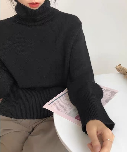 Beststore(ベストストア)の「【全10色】もっちりあったか ハイネック リブニット トップス 長袖 レディース 秋冬(ニット/セーター・レディース・ワインレッド/グレー/ブラウン/パープル/ブラック/ダークグリーン/ベージュ系/ダークブルー/オフホワイト/オレンジ・FREE)」の17枚目の写真