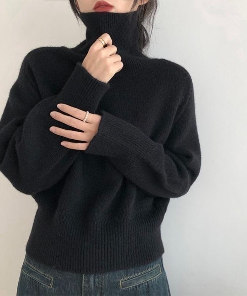 Beststore(ベストストア)の「【全10色】もっちりあったか ハイネック リブニット トップス 長袖 レディース 秋冬(ニット/セーター・レディース・ワインレッド/グレー/ブラウン/パープル/ブラック/ダークグリーン/ベージュ系/ダークブルー/オフホワイト/オレンジ・FREE)」の18枚目の写真