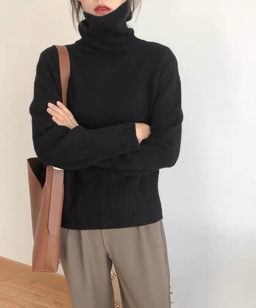 Beststore(ベストストア)の「【全10色】もっちりあったか ハイネック リブニット トップス 長袖 レディース 秋冬(ニット/セーター・レディース・ワインレッド/グレー/ブラウン/パープル/ブラック/ダークグリーン/ベージュ系/ダークブルー/オフホワイト/オレンジ・FREE)」の19枚目の写真