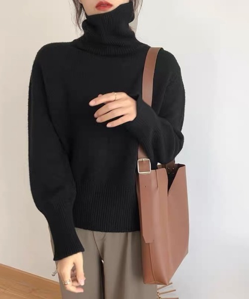 Beststore(ベストストア)の「【全10色】もっちりあったか ハイネック リブニット トップス 長袖 レディース 秋冬(ニット/セーター・レディース・ワインレッド/グレー/ブラウン/パープル/ブラック/ダークグリーン/ベージュ系/ダークブルー/オフホワイト/オレンジ・FREE)」の20枚目の写真