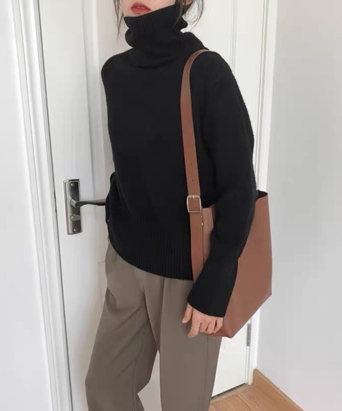 Beststore(ベストストア)の「【全10色】もっちりあったか ハイネック リブニット トップス 長袖 レディース 秋冬(ニット/セーター・レディース・ワインレッド/グレー/ブラウン/パープル/ブラック/ダークグリーン/ベージュ系/ダークブルー/オフホワイト/オレンジ・FREE)」の21枚目の写真