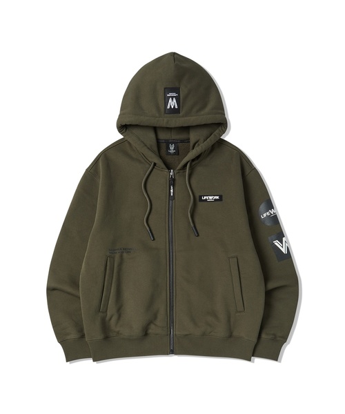 LIFE WORK(ライフワーク)の「トリプルオーバーサイズ起毛フードジップアップ(パーカー・メンズ・ブラック/カーキ・M/L)」の1枚目の写真