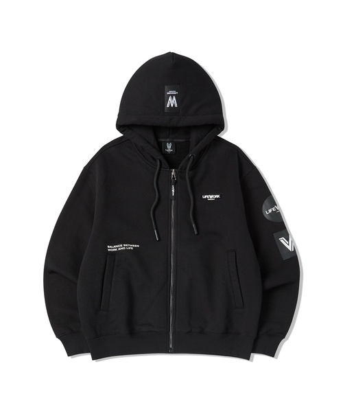 LIFE WORK(ライフワーク)の「トリプルオーバーサイズ起毛フードジップアップ(パーカー・メンズ・ブラック/カーキ・M/L)」の2枚目の写真