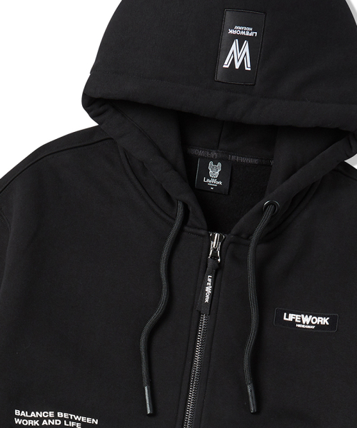 LIFE WORK(ライフワーク)の「トリプルオーバーサイズ起毛フードジップアップ(パーカー・メンズ・ブラック/カーキ・M/L)」の4枚目の写真