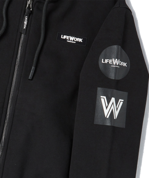 LIFE WORK(ライフワーク)の「トリプルオーバーサイズ起毛フードジップアップ(パーカー・メンズ・ブラック/カーキ・M/L)」の5枚目の写真