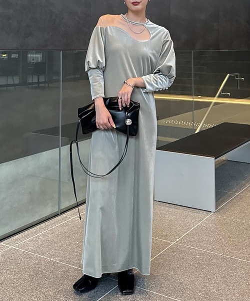 LAKE CURVE VELOUR DRESS（ドレス）｜Ameri（アメリ）のファッション