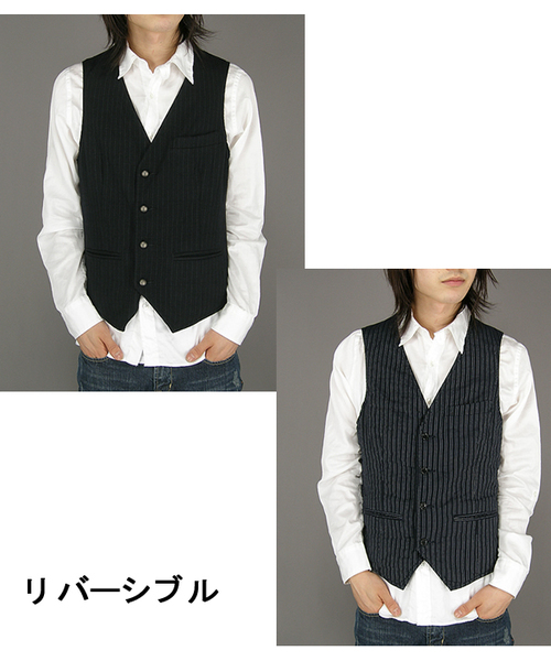 SHIPS（シップス）の「WOOL REVERSIBLE VEST（ベスト・メンズ・グレー/ネイビー・SMALL/MEDIUM/LARGE）」の4枚目の写真
