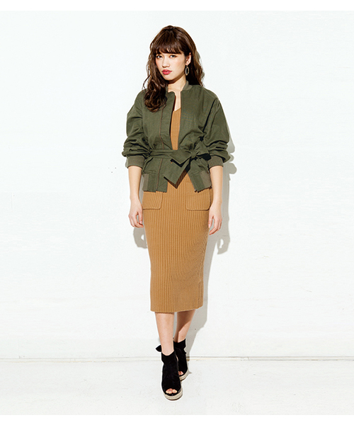 SLY（スライ）の「LINEN BELT BZ（ブルゾン・レディース・カーキ/ブラック/オフホワイト・FREE）」の13枚目の写真