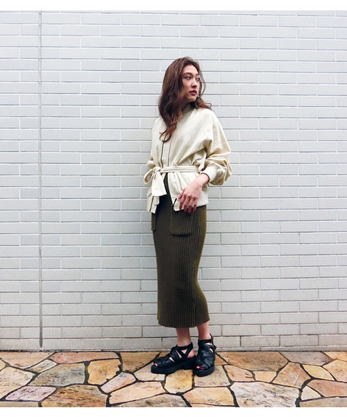 SLY（スライ）の「LINEN BELT BZ（ブルゾン・レディース・カーキ/ブラック/オフホワイト・FREE）」の14枚目の写真