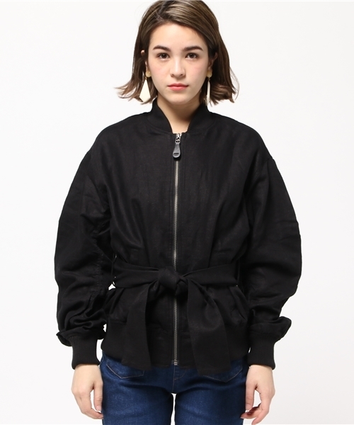 SLY（スライ）の「LINEN BELT BZ（ブルゾン・レディース・カーキ/ブラック/オフホワイト・FREE）」の4枚目の写真