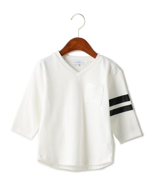 green label relaxing（グリーンレーベルリラクシング）の「【KIDS】 Vネック ビッグ Tシャツ 7L◆（Tシャツ/カットソー・キッズ・グレー/オフホワイト・135/125/105/115/95）」の7枚目の写真