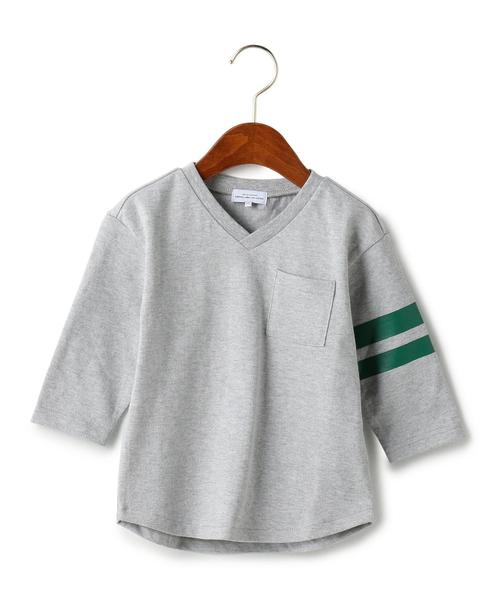 green label relaxing（グリーンレーベルリラクシング）の「【KIDS】 Vネック ビッグ Tシャツ 7L◆（Tシャツ/カットソー・キッズ・グレー/オフホワイト・135/125/105/115/95）」の9枚目の写真