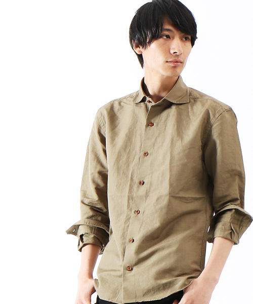 RECENCY OF MINE(リーセンシー オブ マイン)の「【Recency of Mine】フレンチリネンシャツ(シャツ/ブラウス・メンズ・オリーブ/ダークネイビー/ミント/ブルー/オフホワイト・46/50/48/44)」の2枚目の写真