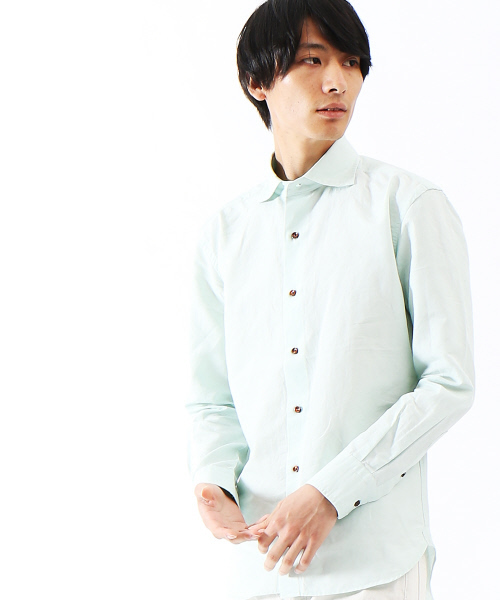 RECENCY OF MINE(リーセンシー オブ マイン)の「【Recency of Mine】フレンチリネンシャツ(シャツ/ブラウス・メンズ・オリーブ/ダークネイビー/ミント/ブルー/オフホワイト・46/50/48/44)」の3枚目の写真