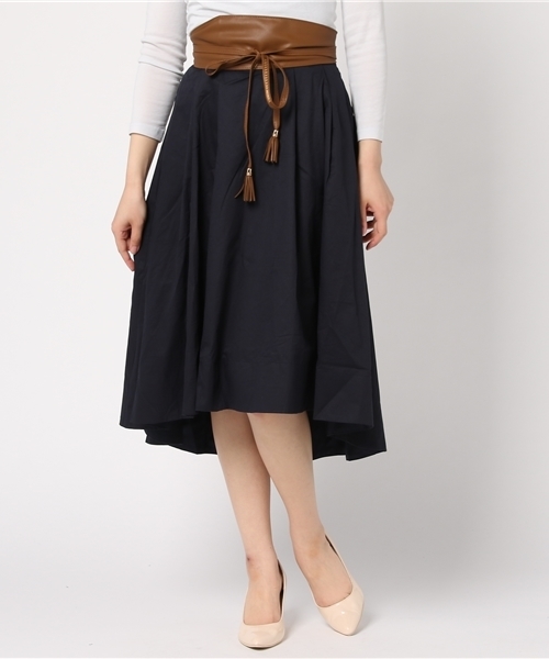 mysty woman（ミスティウーマン）の「綿ツイルイレギュラーヘムスカート（スカート・レディース・ダークネイビー/レッド/ベージュ/イエロー・FREE）」の3枚目の写真
