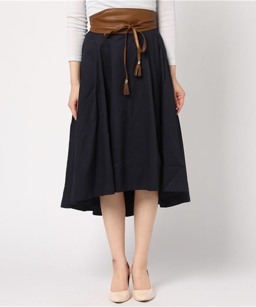 mysty woman（ミスティウーマン）の「綿ツイルイレギュラーヘムスカート（スカート・レディース・ダークネイビー/レッド/ベージュ/イエロー・FREE）」の8枚目の写真