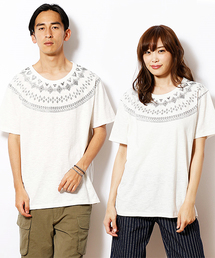 Purple&Yellow | スラブ天竺求心プリント半袖Ｔシャツ(Purple＆Yellow)(Tシャツ/カットソー)