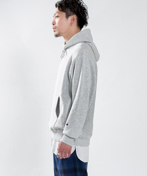 Champion（チャンピオン）の「Champion×SHIPS BLUESTORE: 別注 リバースウィーブ プルオーバーパーカー■（パーカー・メンズ・ライトグレー/ベージュ/ダークネイビー/ワインレッド・SMALL/MEDIUM/LARGE/X-LARGE）」の5枚目の写真