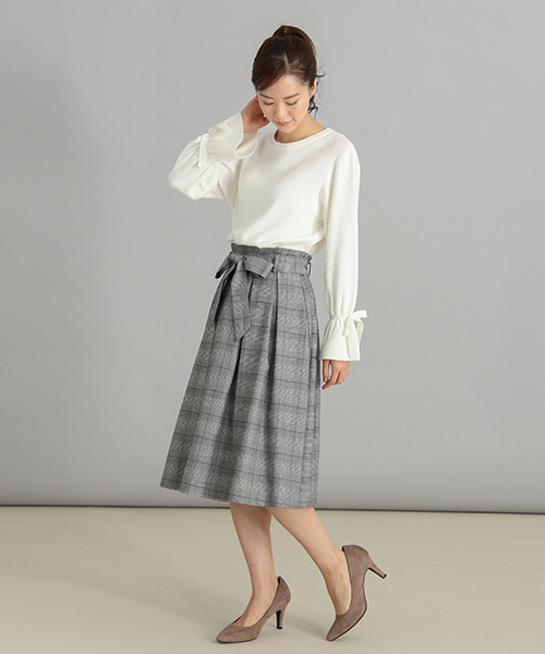 Honeys（ハニーズ）の「袖リボンプルオーバー（ニット/セーター・レディース・アイボリー/ブラック/ピンク/グリーン/杢グレー・L/M）」の7枚目の写真