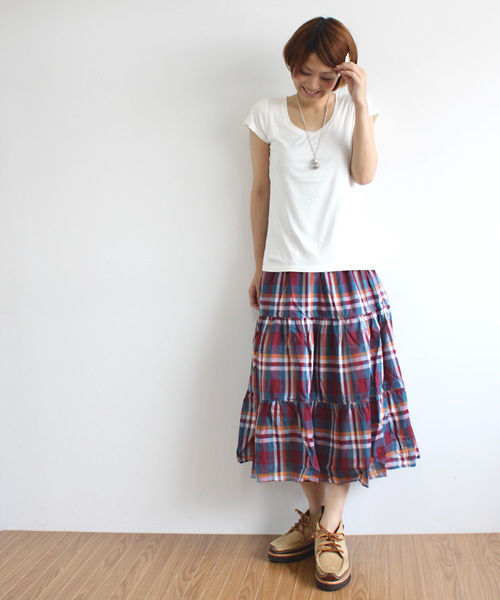 BEAMS BOY（ビームスボーイ）の「○O.MAD 3段ｻｰｷｭﾗｰ*（スカート・レディース・レッド/イエロー/グリーン/サックスブルー/ブルー/インディゴブルー/ネイビー・ONE SIZE）」の6枚目の写真