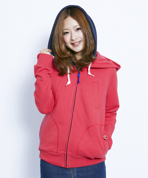 X-girl（エックスガール）の「SWEAT DOUBLE HOODIE（パーカー・レディース・ブラック/アッシュグレー/グリーン/ネイビー/パープル/ピンク/レッド・1/2）」の17枚目の写真