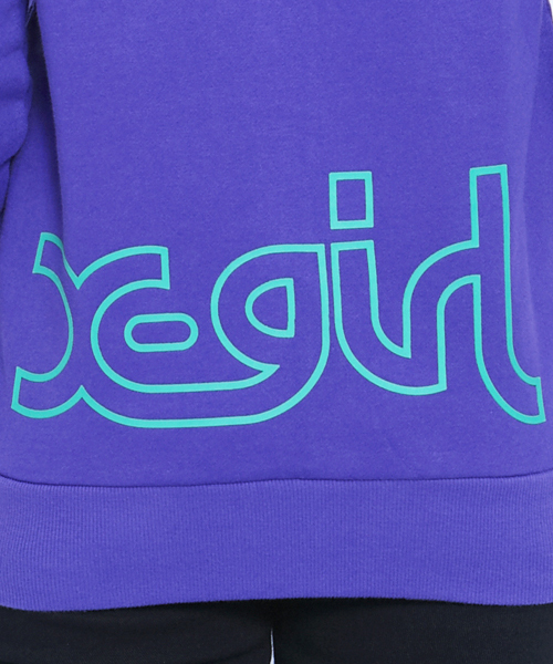 X-girl（エックスガール）の「SWEAT DOUBLE HOODIE（パーカー・レディース・ブラック/アッシュグレー/グリーン/ネイビー/パープル/ピンク/レッド・1/2）」の19枚目の写真