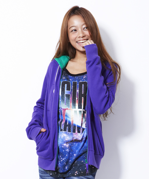 X-girl（エックスガール）の「SWEAT DOUBLE HOODIE（パーカー・レディース・ブラック/アッシュグレー/グリーン/ネイビー/パープル/ピンク/レッド・1/2）」の22枚目の写真