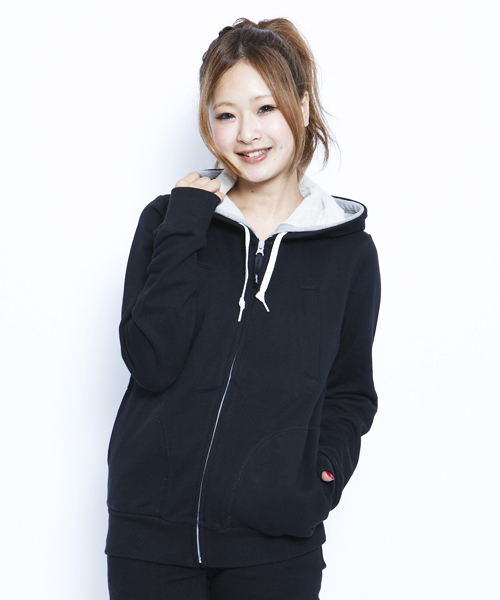 X-girl（エックスガール）の「SWEAT DOUBLE HOODIE（パーカー・レディース・ブラック/アッシュグレー/グリーン/ネイビー/パープル/ピンク/レッド・1/2）」の8枚目の写真
