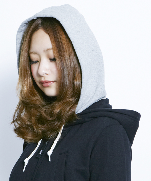 X-girl（エックスガール）の「SWEAT DOUBLE HOODIE（パーカー・レディース・ブラック/アッシュグレー/グリーン/ネイビー/パープル/ピンク/レッド・1/2）」の10枚目の写真