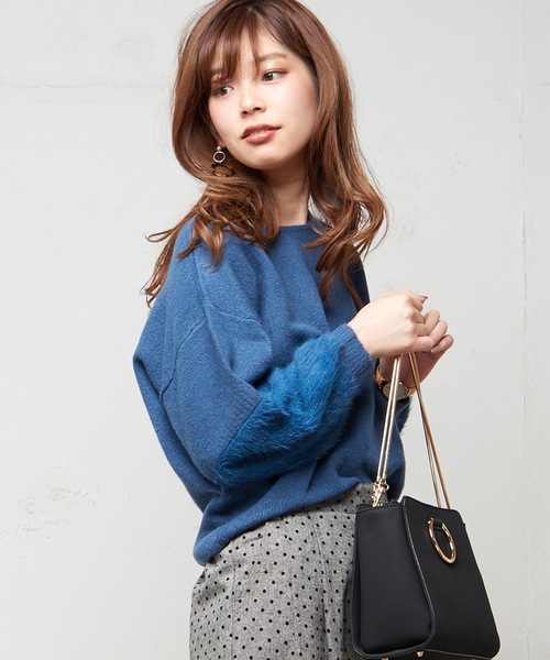 natural couture（ナチュラルクチュール）の「ふわふわ袖シャギーニット（ニット/セーター・レディース・ベージュ/ブルー/アイボリー/ボルドー・FREE）」の3枚目の写真