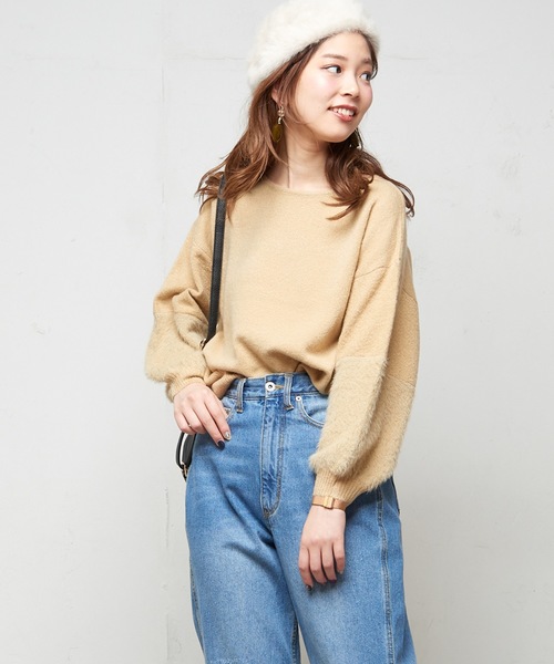 natural couture（ナチュラルクチュール）の「ふわふわ袖シャギーニット（ニット/セーター・レディース・ベージュ/ブルー/アイボリー/ボルドー・FREE）」の14枚目の写真