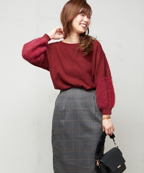 natural couture（ナチュラルクチュール）の「ふわふわ袖シャギーニット（ニット/セーター・レディース・ベージュ/ブルー/アイボリー/ボルドー・FREE）」の15枚目の写真