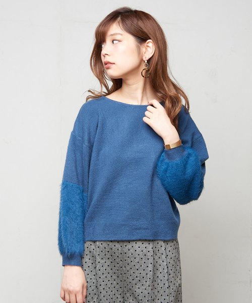 natural couture（ナチュラルクチュール）の「ふわふわ袖シャギーニット（ニット/セーター・レディース・ベージュ/ブルー/アイボリー/ボルドー・FREE）」の21枚目の写真