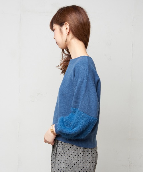 natural couture（ナチュラルクチュール）の「ふわふわ袖シャギーニット（ニット/セーター・レディース・ベージュ/ブルー/アイボリー/ボルドー・FREE）」の10枚目の写真