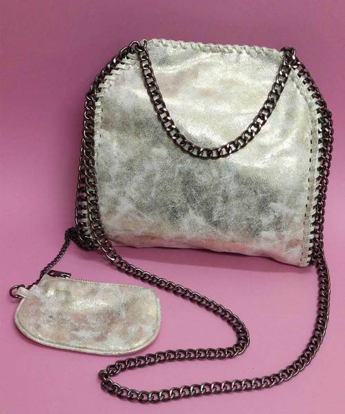 florist（フローリスト）の「ポーチ付き2WAYチェーンショルダーバック＆ハンドバック（ハンドバッグ・レディース・ネイビー/グレー/シルバー/ベージュ/ゴールド/ブラック・FREE）」の11枚目の写真