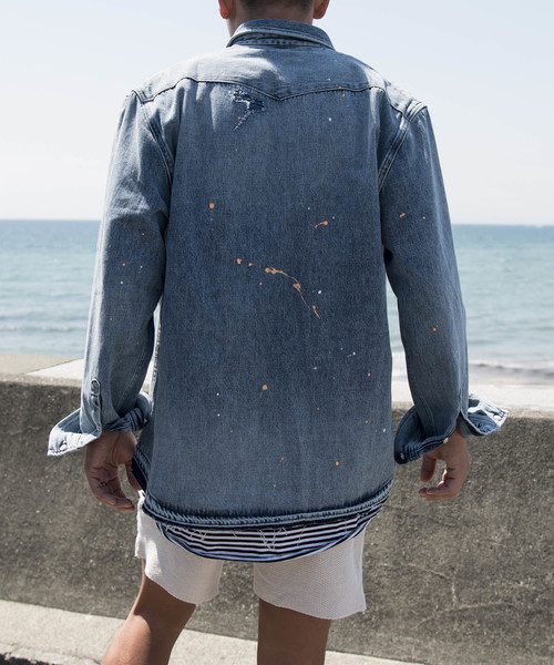 WRANGLER × CHANGES デニムシャツ ペイント ペンキ リメイク 楽天市場】Wrangler PAINT REMAKE DENIM SHIRT BLUE BLACK