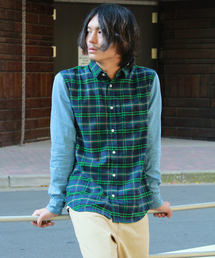 WEGO | WEGO/デニムスリーブチェックシャツ(シャツ/ブラウス)