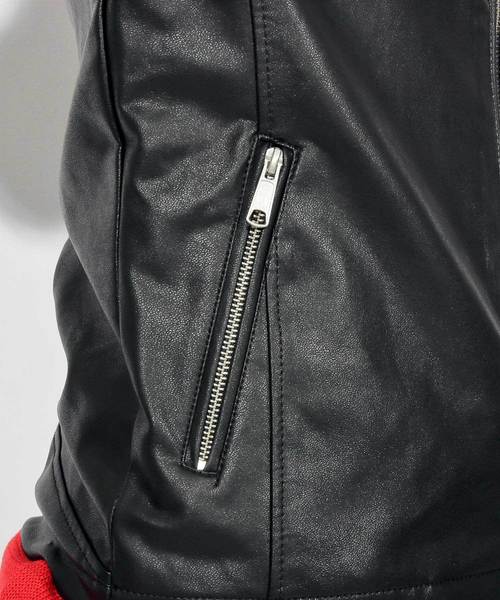 8(eight)(エイト)の「シングル ライダースジャケット レザージャケット(ライダースジャケット・メンズ・ブラック・SMALL/MEDIUM/LARGE/X-LARGE)」の14枚目の写真